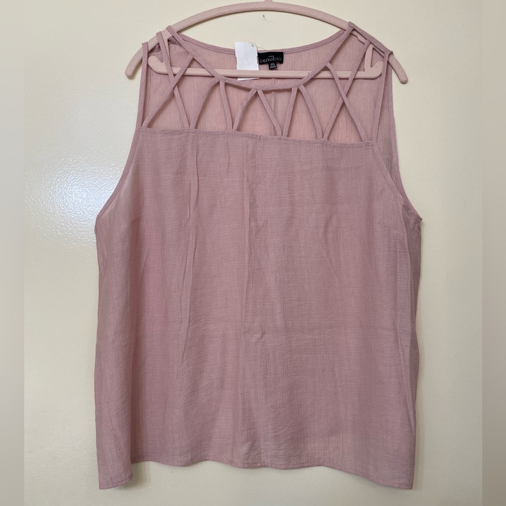 Mauve Tank Top with Lattice Detail